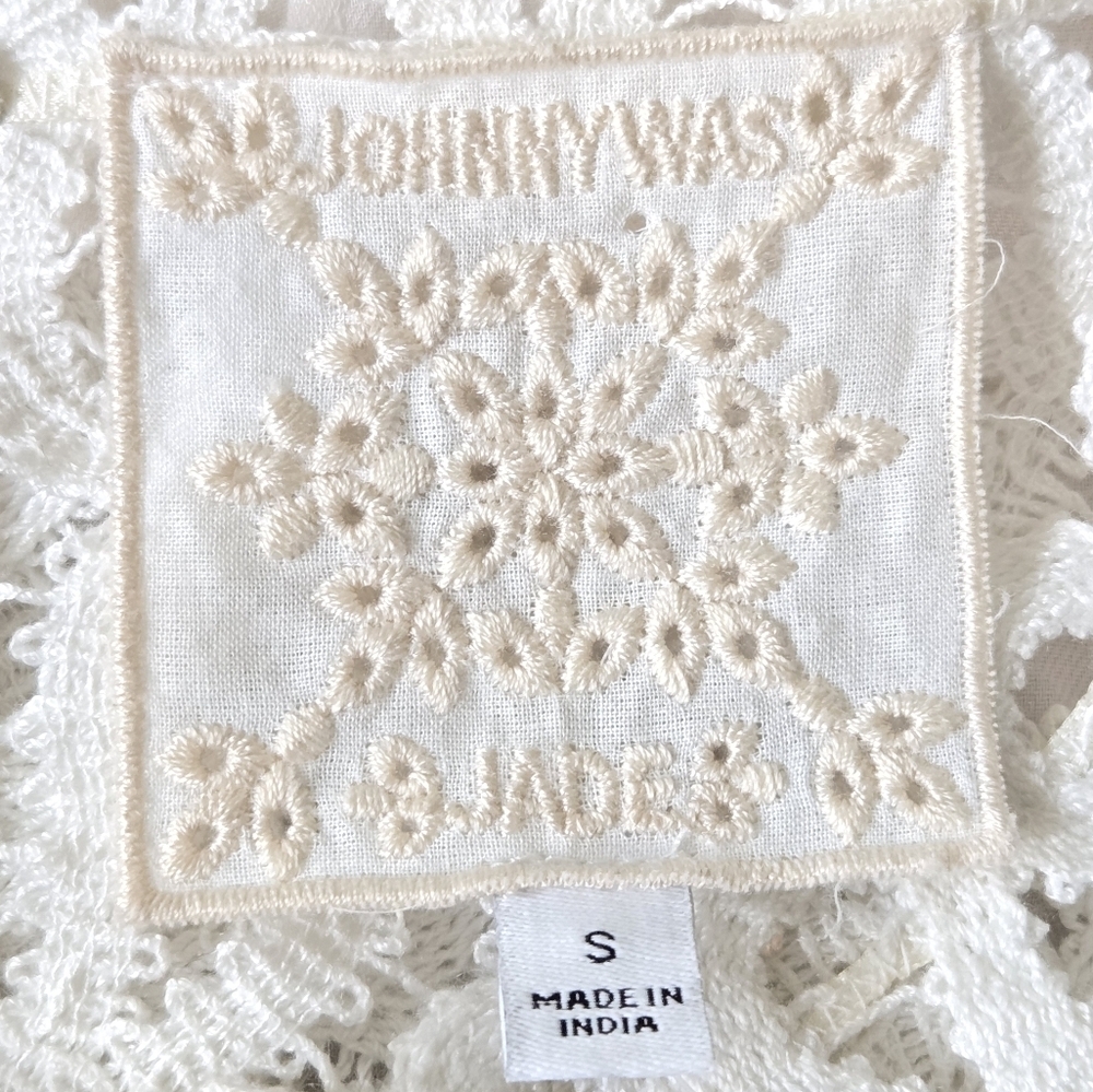 Johnny Was Cielito Modal Blouse Crochette‎ Detsils Biege Ivory Color Size Small - Picture 12 of 16